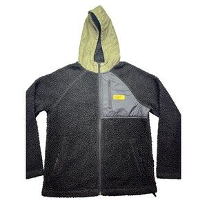 Vans‎ World Code Black/Green Fleece Sherpa Full-Zip Hoodie Jacket (Medium)